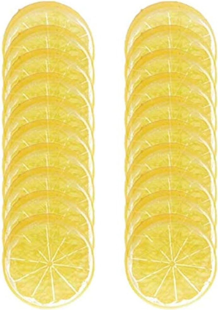 20-Piece Faux Fruit Set – Realistic Yellow Lemon Slices for Home, Kitchen, Party Decorations, and Creative Display Props